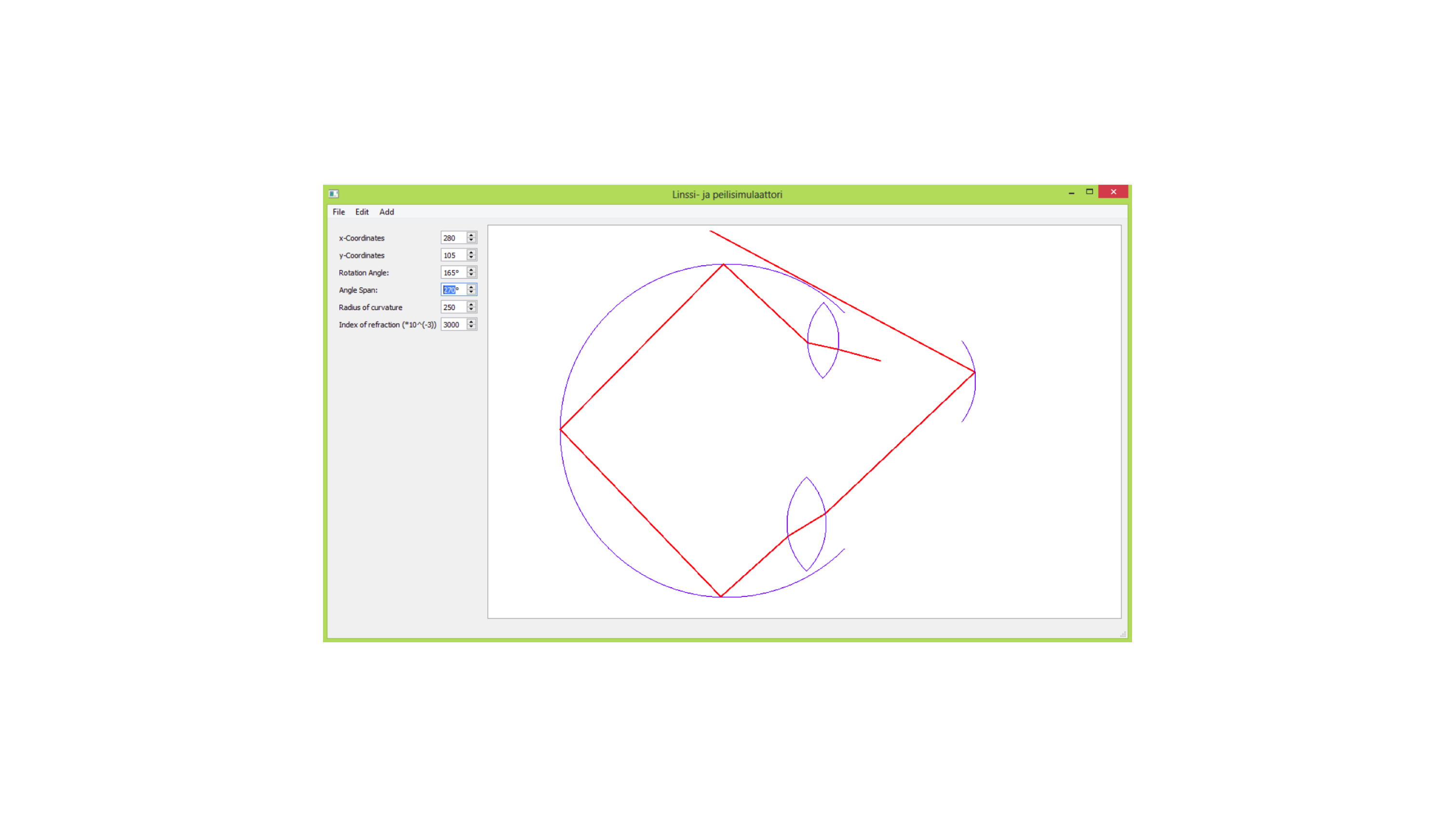 Lens and mirror simulator