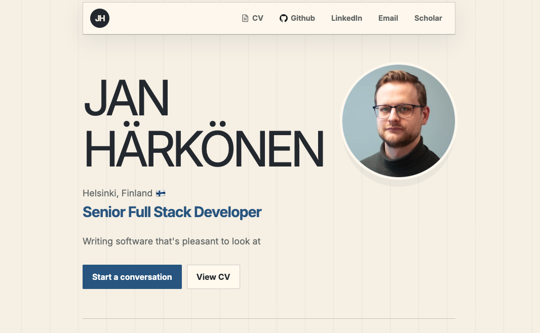 Portfolio site preview