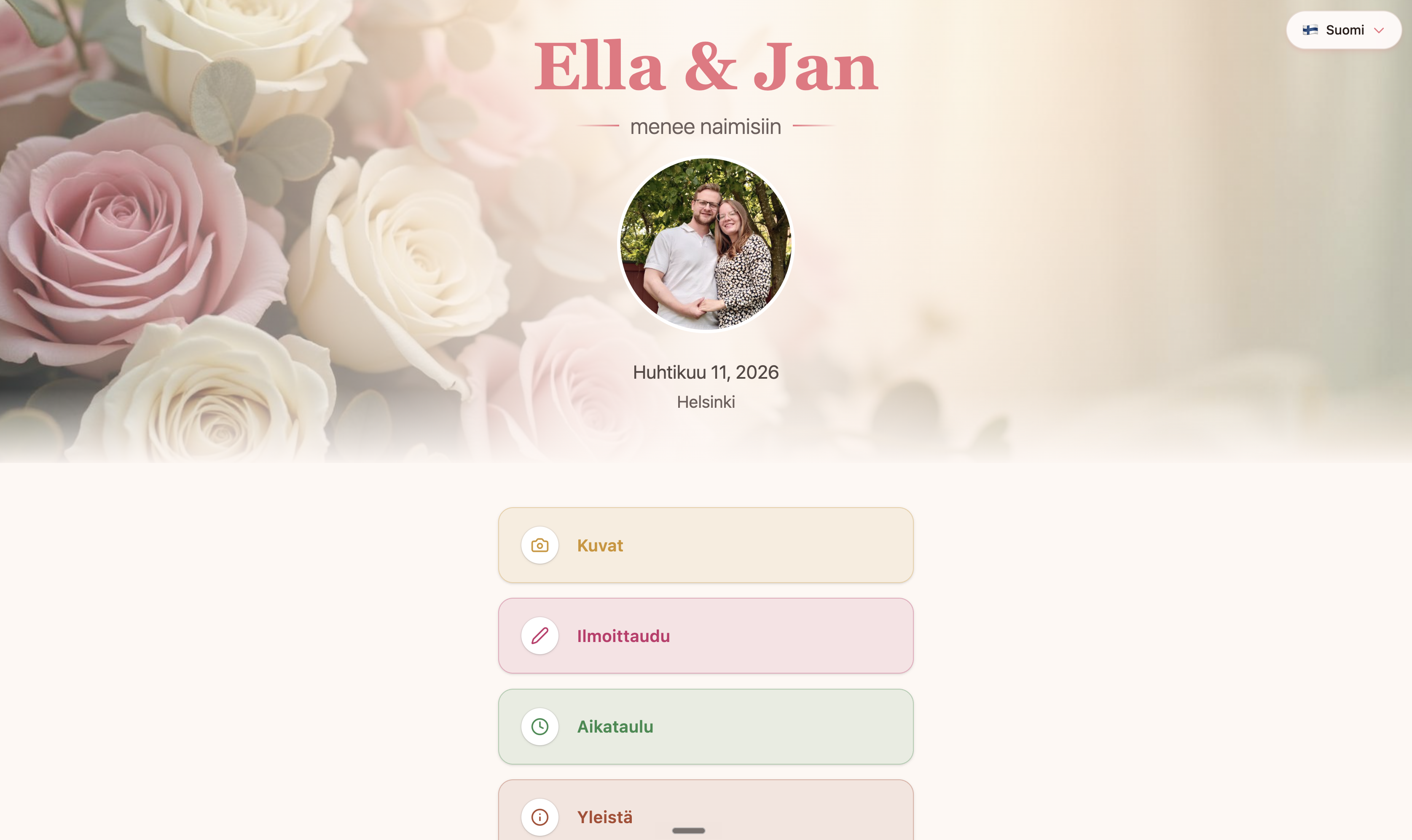 Wedding site preview
